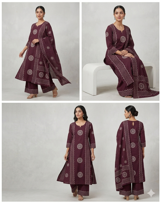 Wine A-line Pant Suit